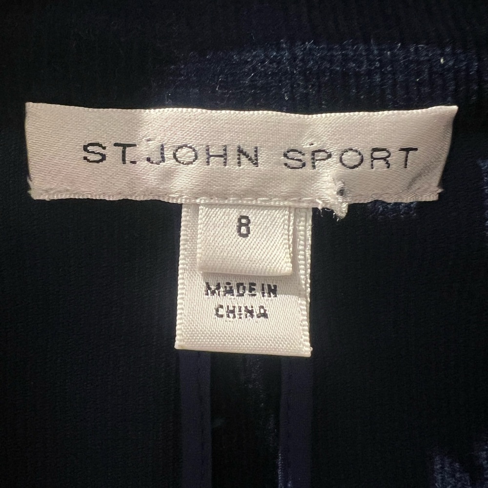 St. John Sport Navy Corduroy Blazer | Tailored Cotton Stretch Jacket | Size 8 - Picture 3 of 7